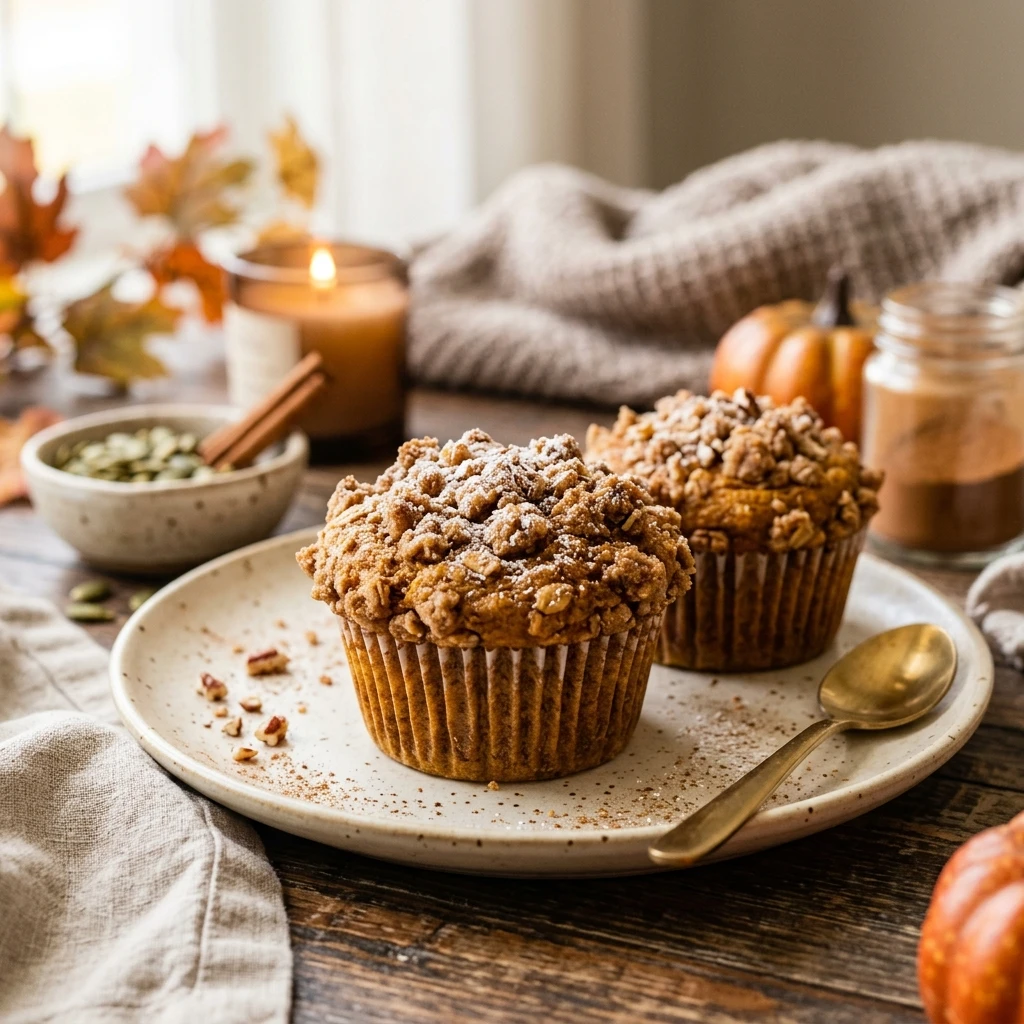 Bakery Style Pumpkin Muffins With Streusel Topping Fall