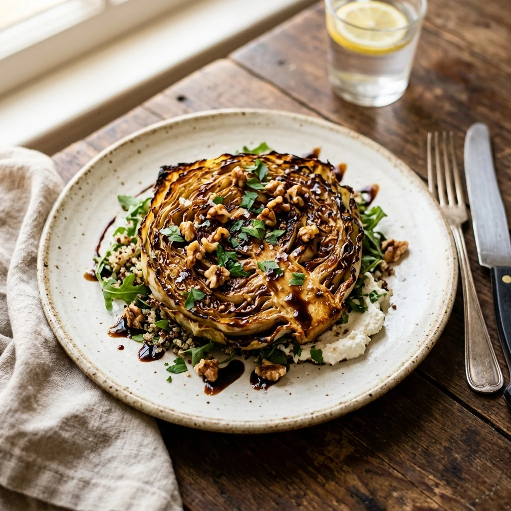 Balsamic Roasted Cabbage Steaks Sweet And Crispy