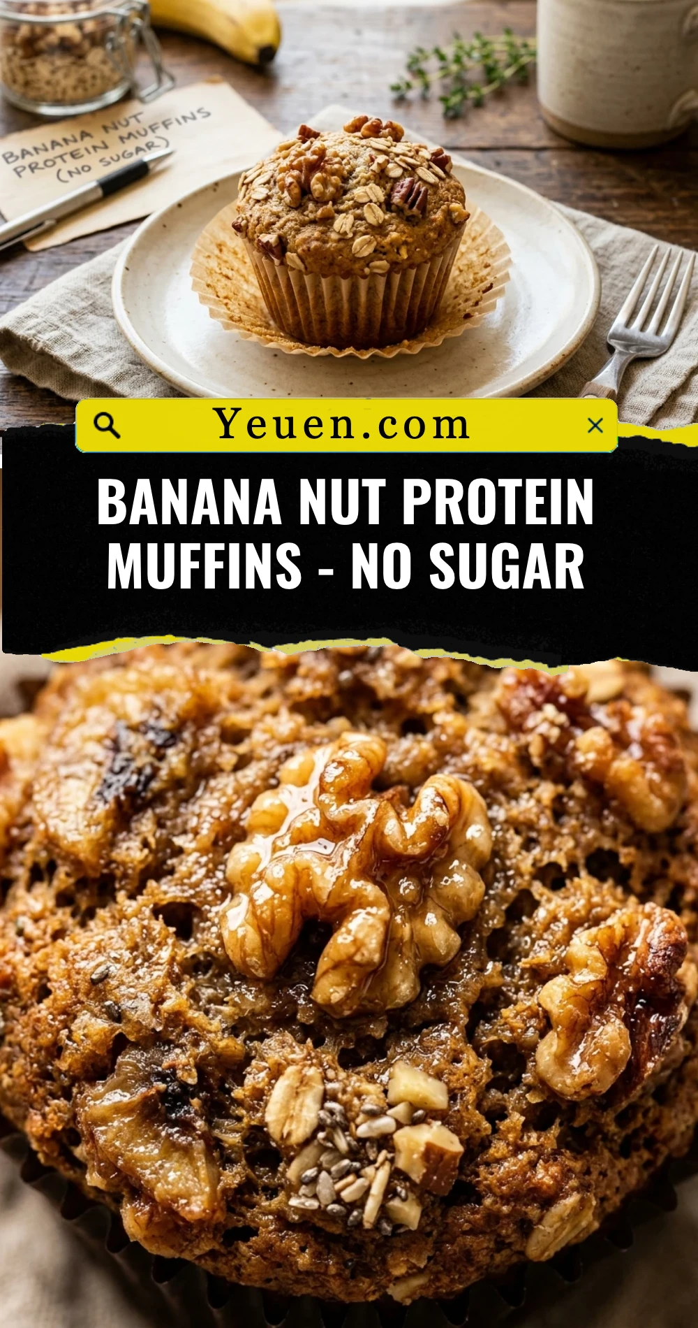 Banana Nut Protein Muffins - No Sugar