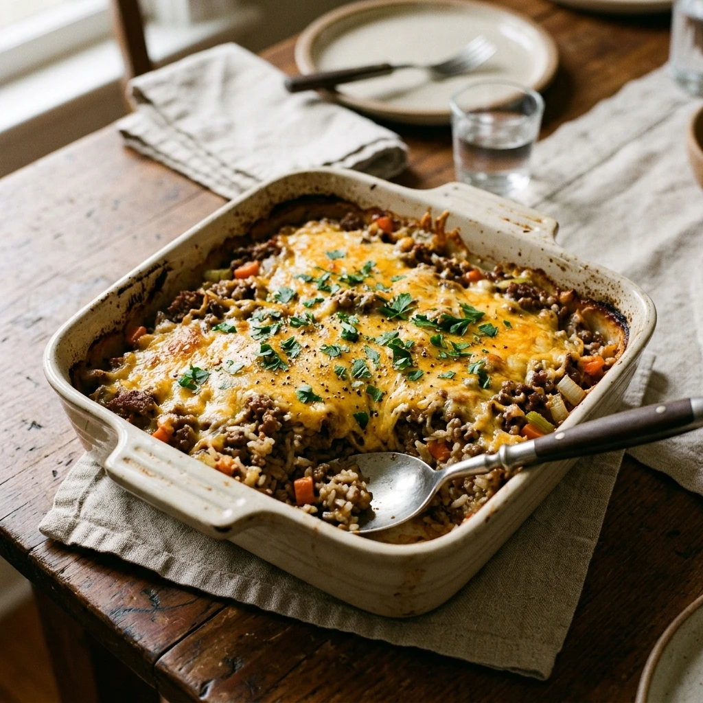Beef And Rice Casserole Easy Cheesy Family One Dish