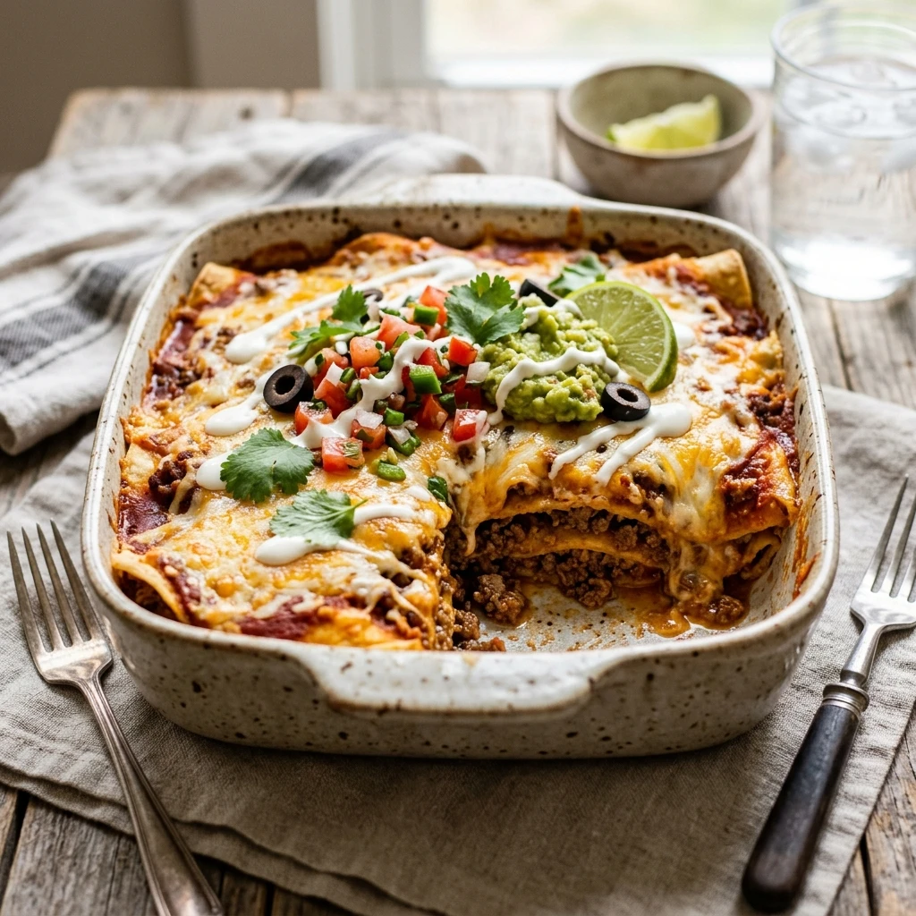 Beef Enchilada Casserole Ground Beef Cheesy