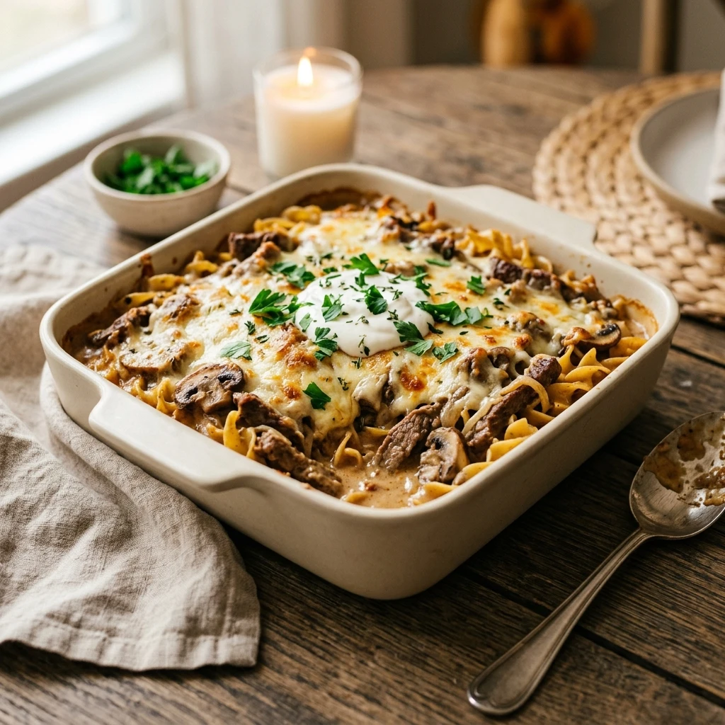 Beef Stroganoff Casserole Creamy Pasta One-Dish Family