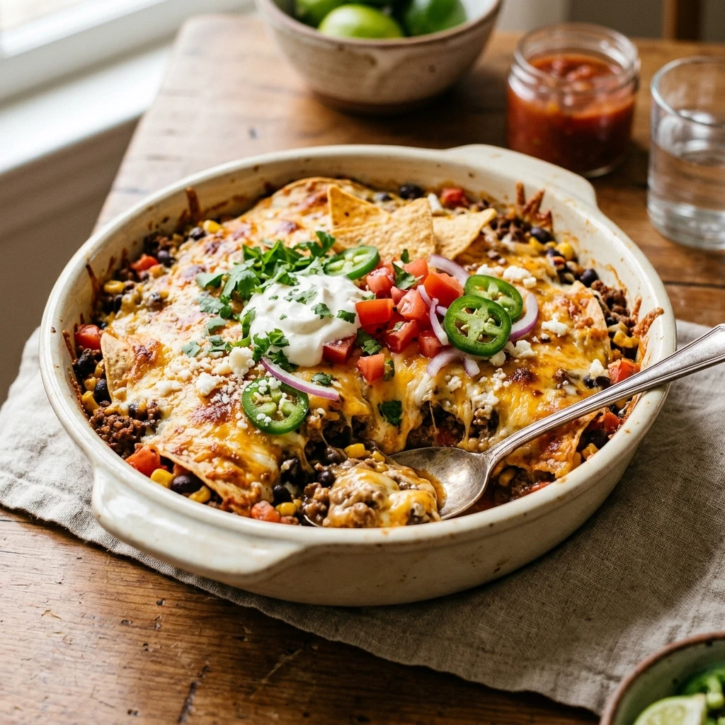 Beef Taco Casserole Easy Cheesy Family One Dish