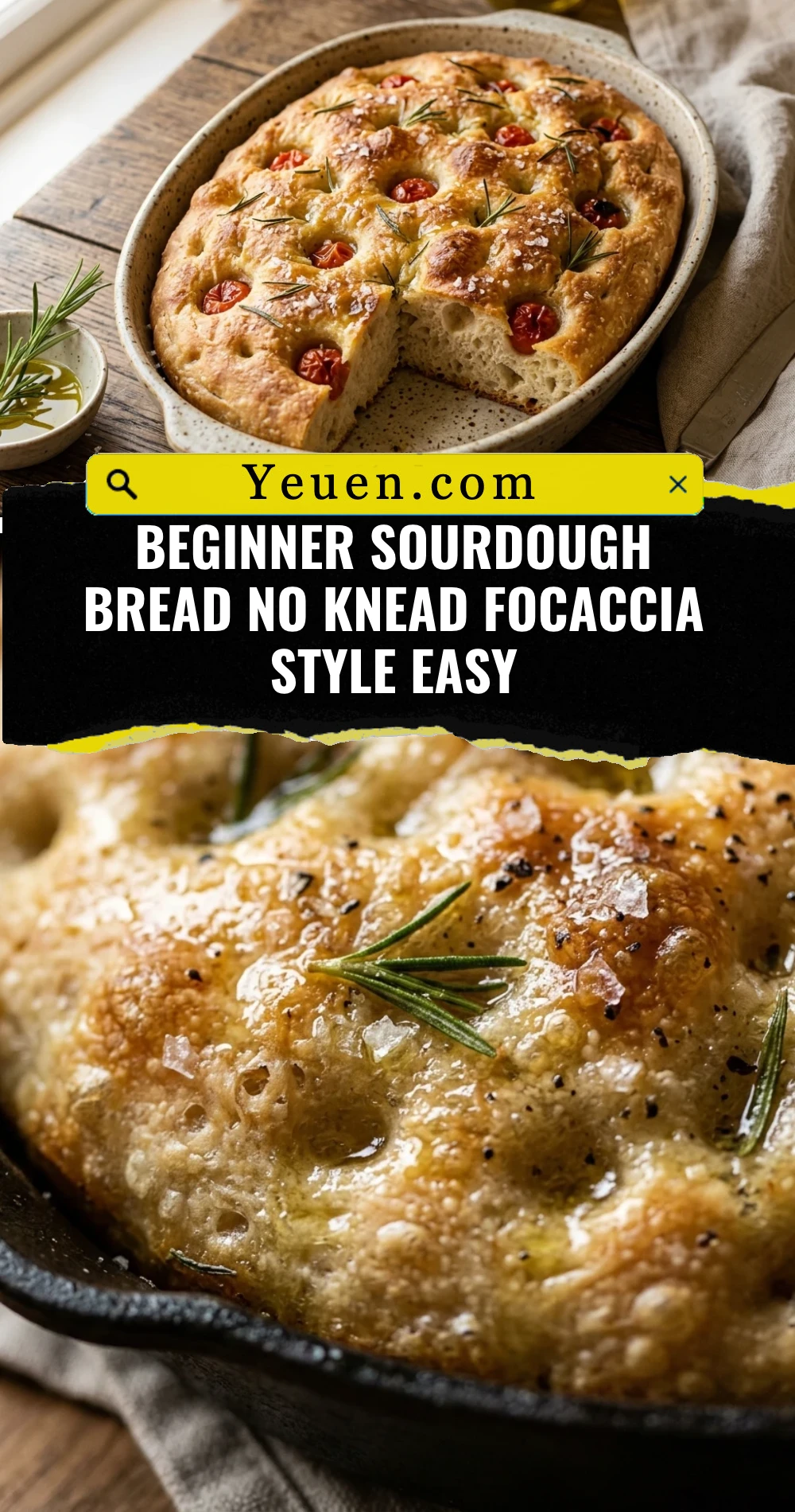 Beginner Sourdough Bread No Knead Focaccia Style Easy