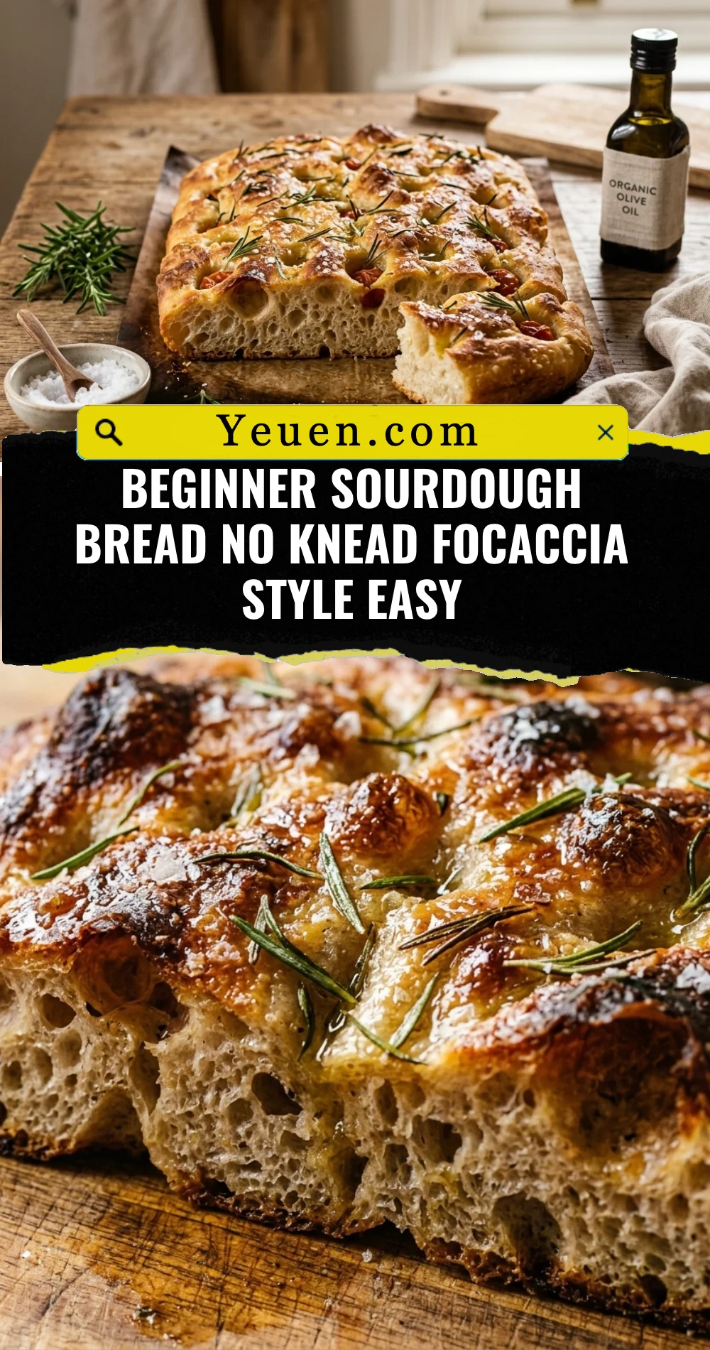 Beginner Sourdough Bread No Knead Focaccia Style Easy