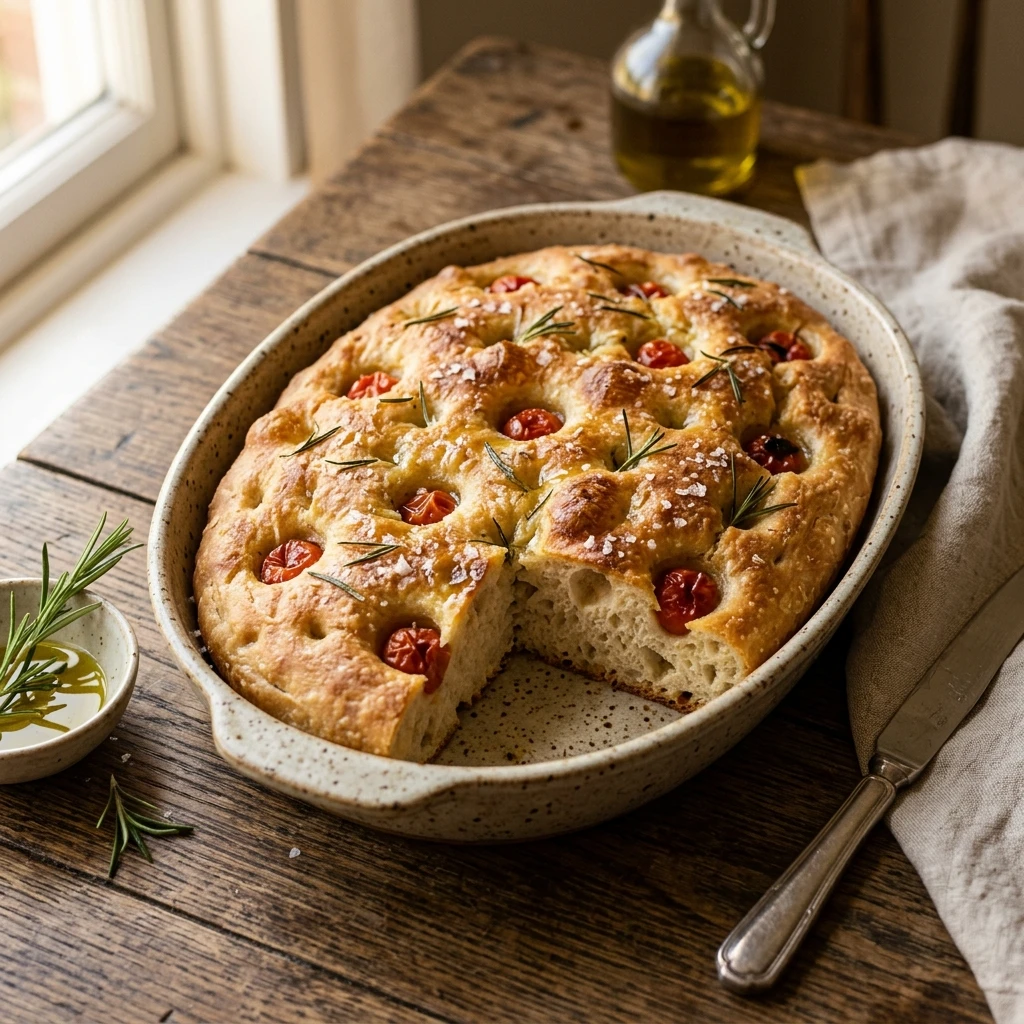 Beginner Sourdough Bread No Knead Focaccia Style Easy