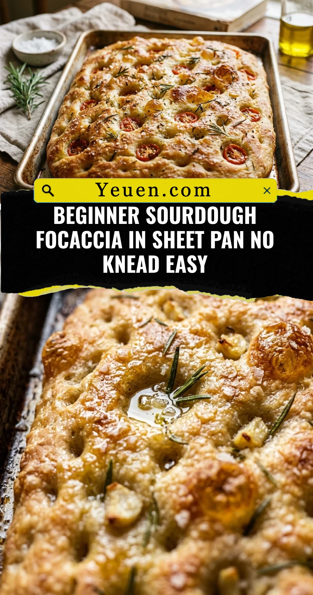 Beginner Sourdough Focaccia In Sheet Pan No Knead Easy