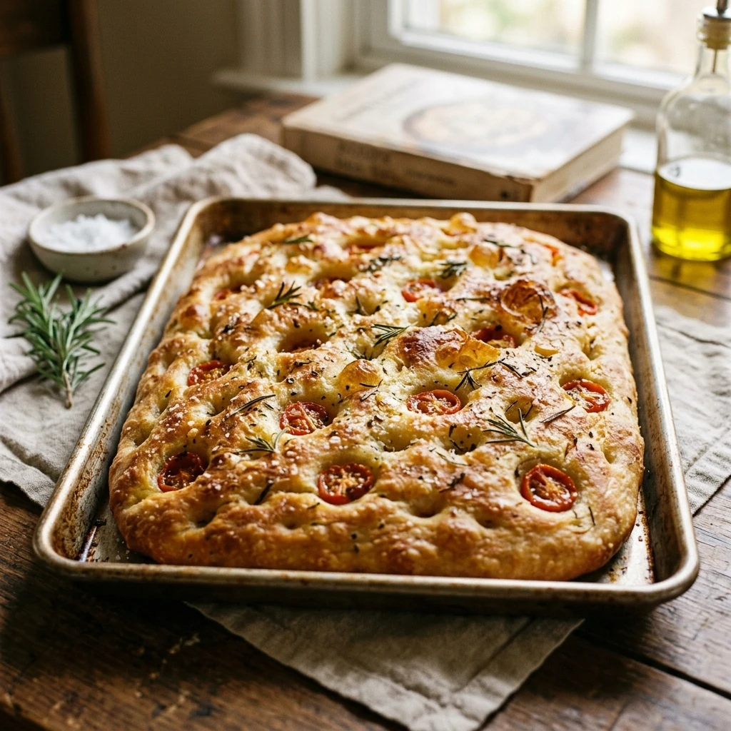 Beginner Sourdough Focaccia In Sheet Pan No Knead Easy