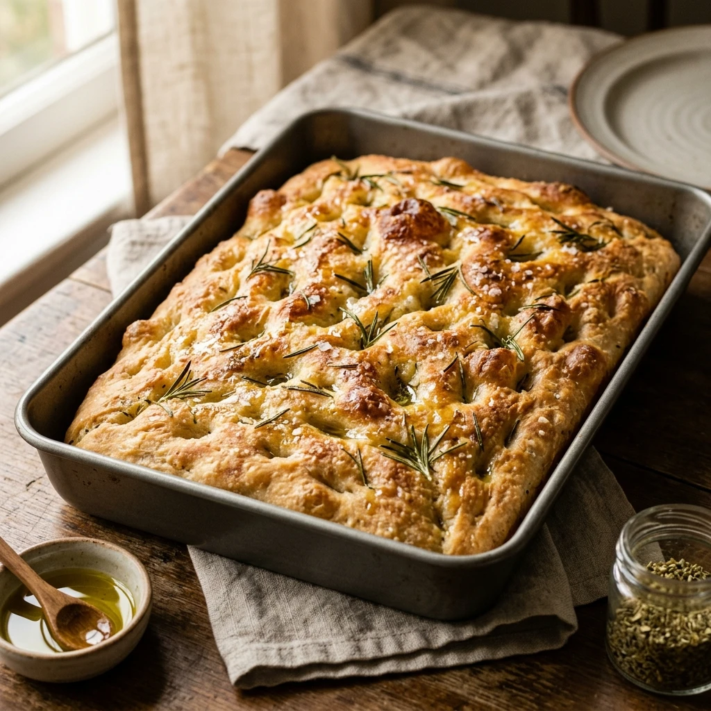 Beginner Sourdough Focaccia In Sheet Pan No Knead Easy