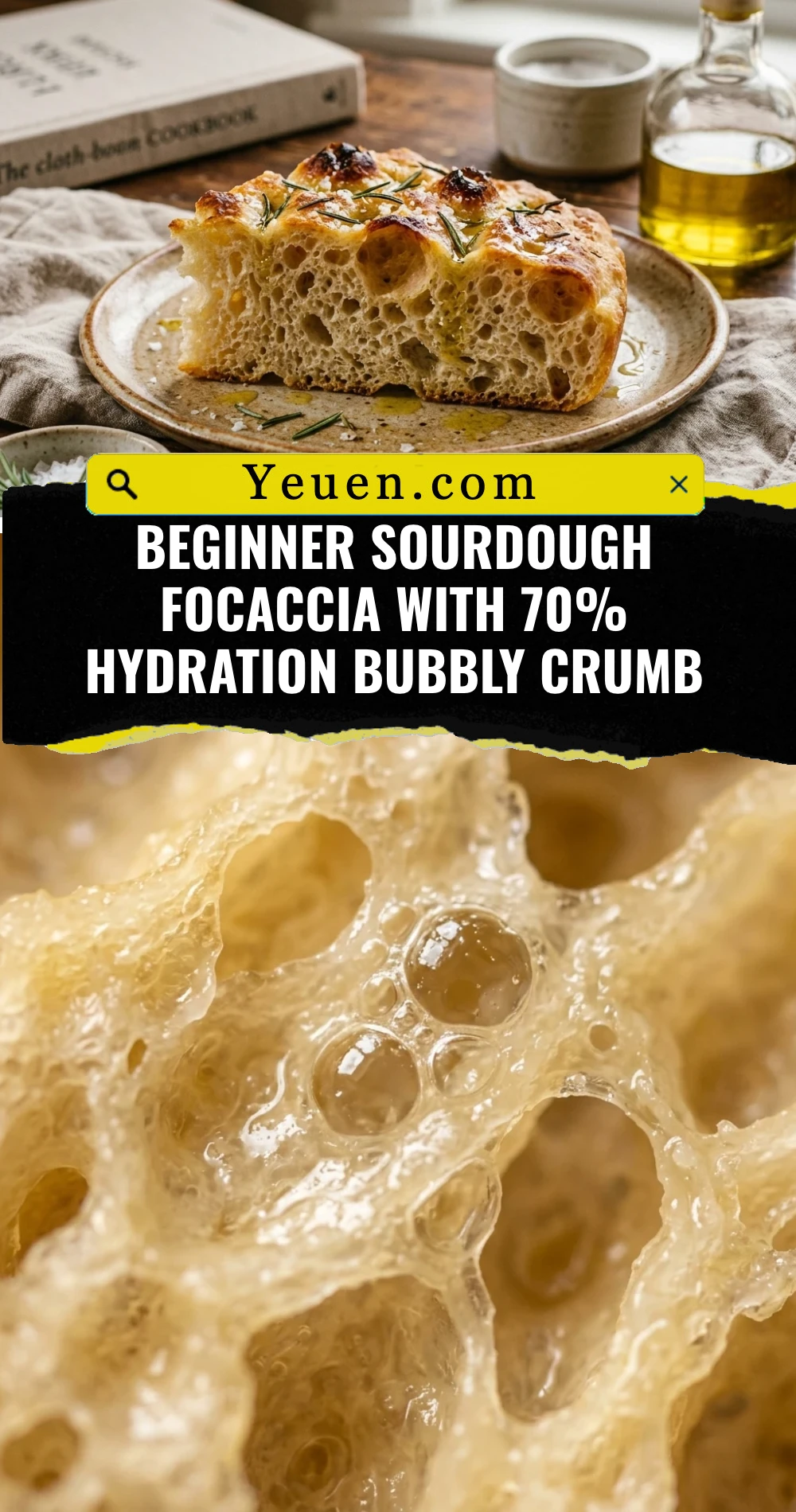 Beginner Sourdough Focaccia With 70% Hydration Bubbly Crumb