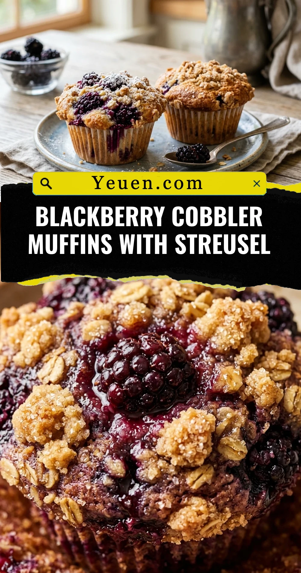 Blackberry Cobbler Muffins with Streusel