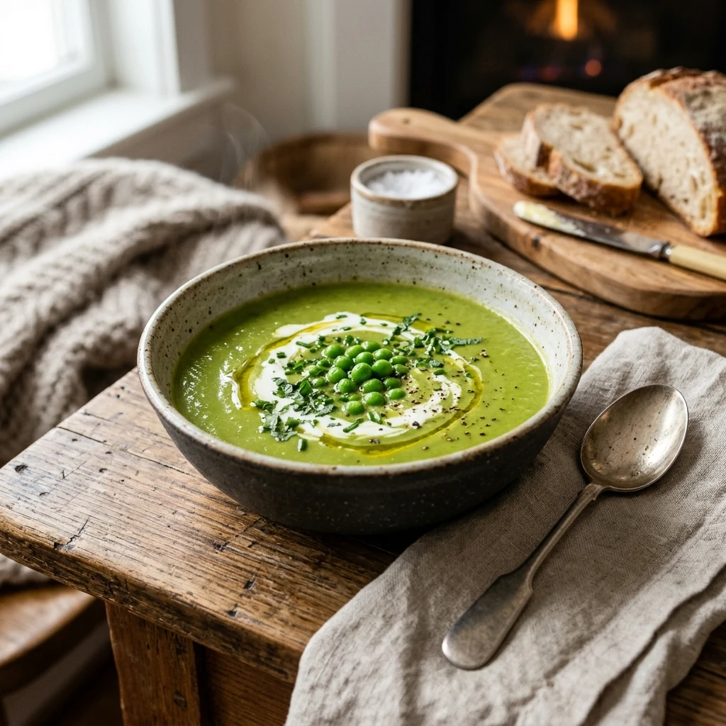 Blended Pea Soup Healthy Easy One Pot Cozy Family Winter