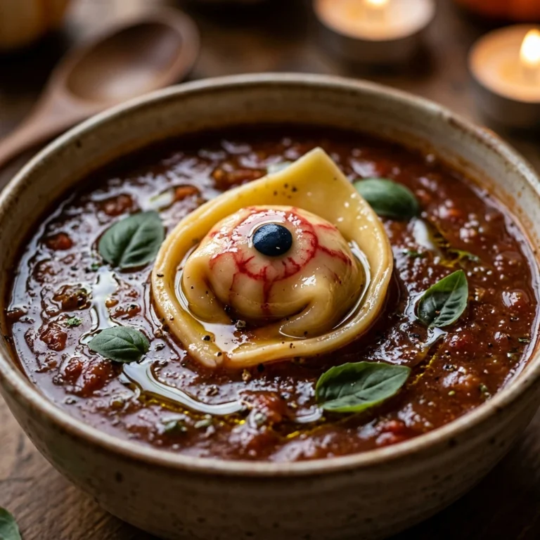 Bloody Eyeball Pasta Soup - Cozy Halloween Dinner