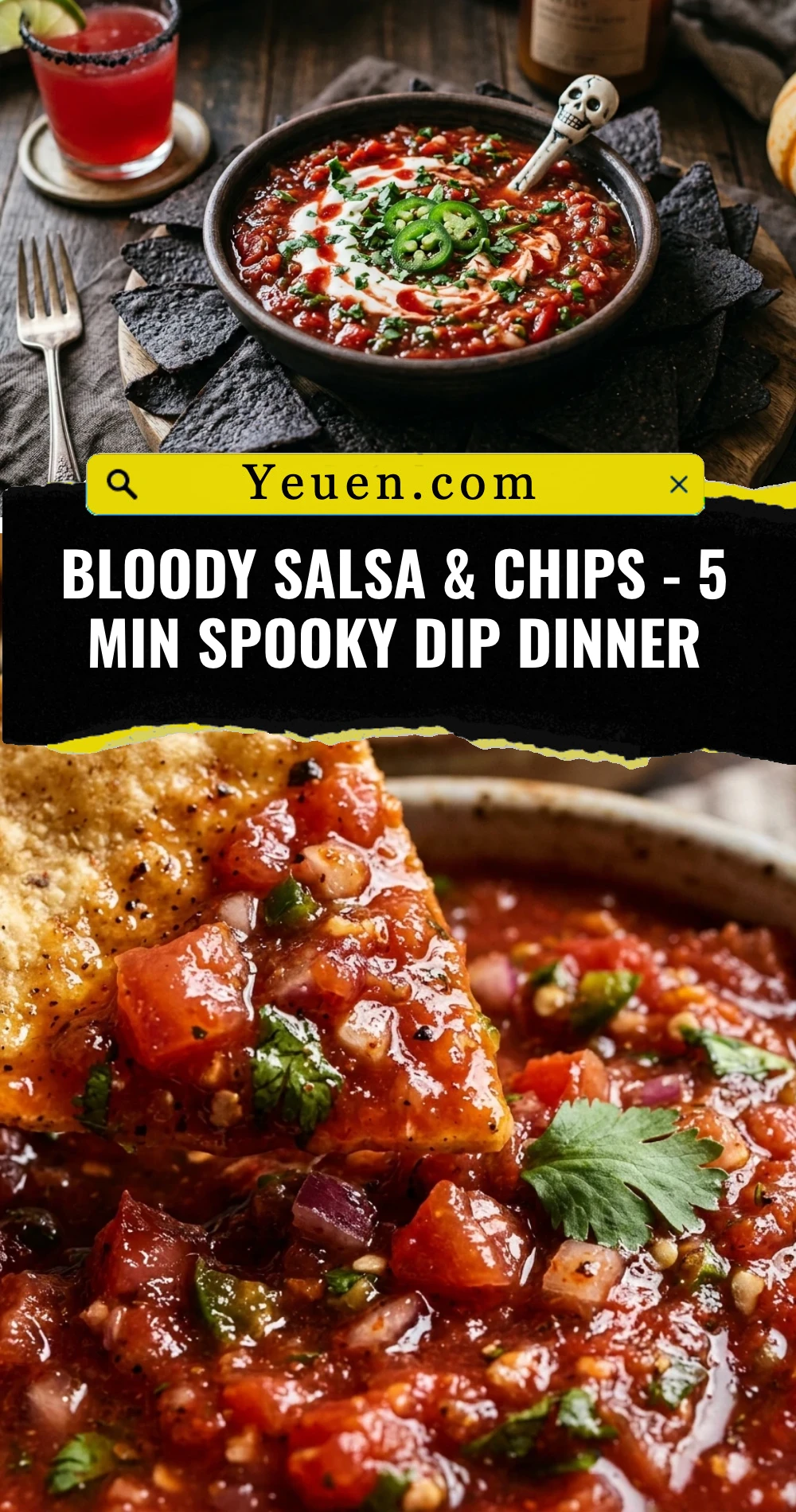 Bloody Salsa & Chips - 5 Min Spooky Dip Dinner