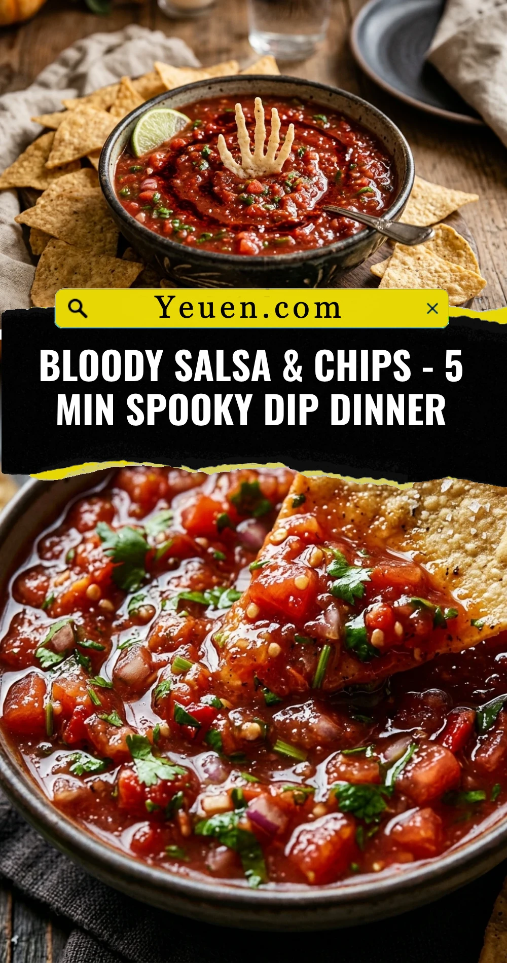 Bloody Salsa & Chips - 5 Min Spooky Dip Dinner