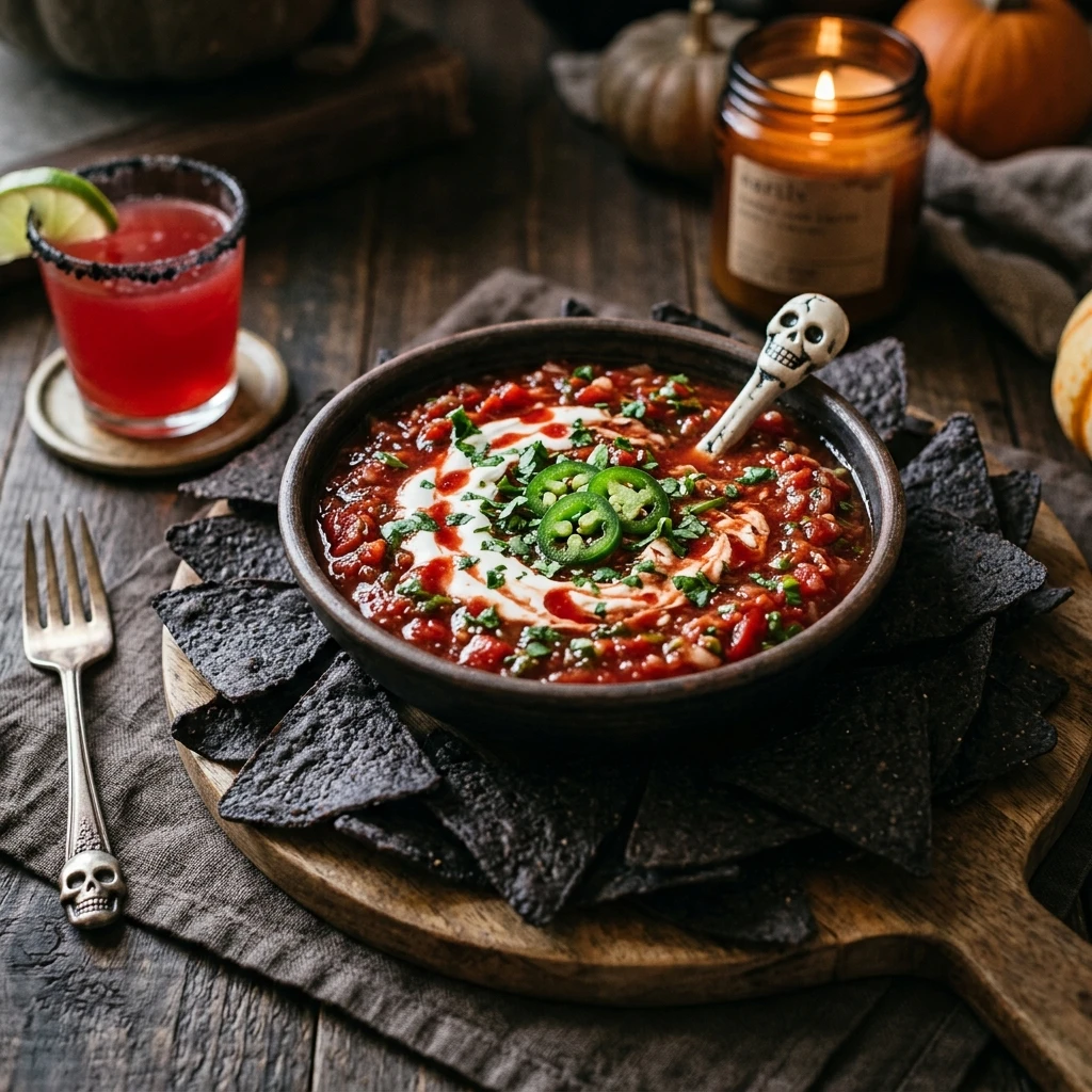Bloody Salsa & Chips - 5 Min Spooky Dip Dinner