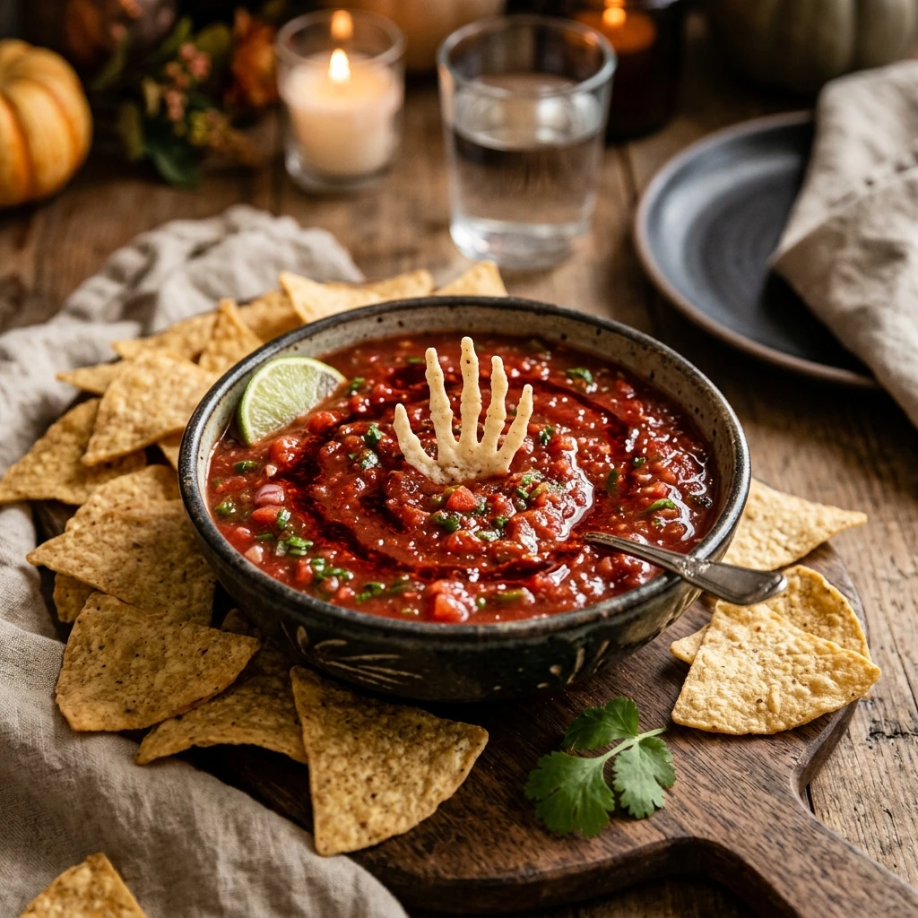 Bloody Salsa & Chips - 5 Min Spooky Dip Dinner