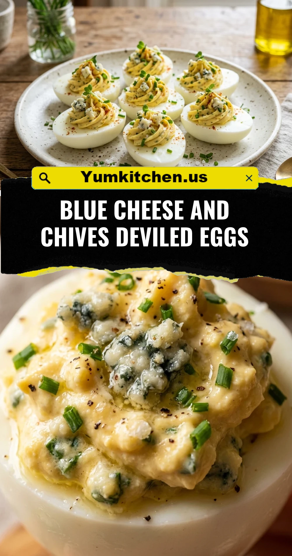 Blue Cheese and Chives Deviled Eggs