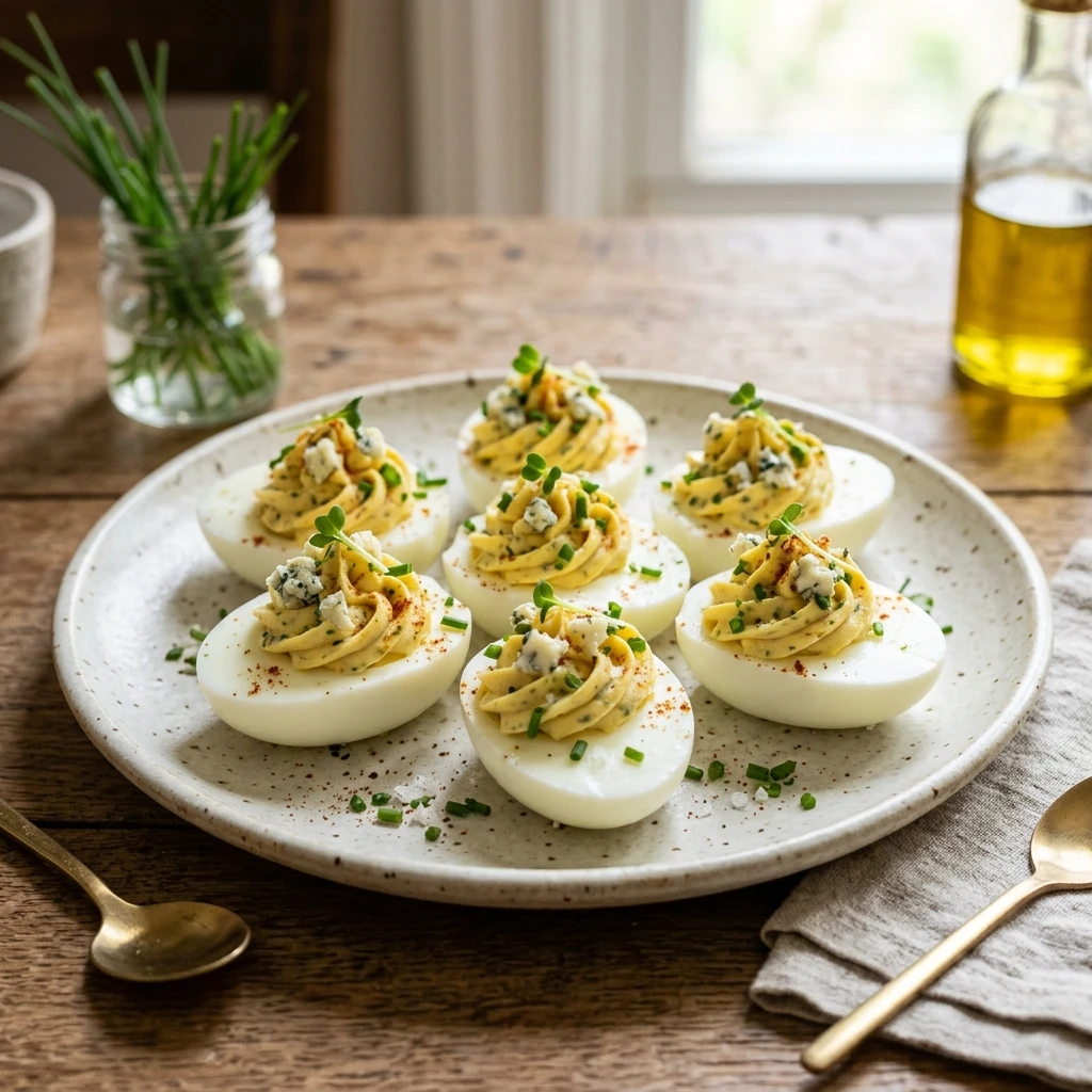 Blue Cheese and Chives Deviled Eggs