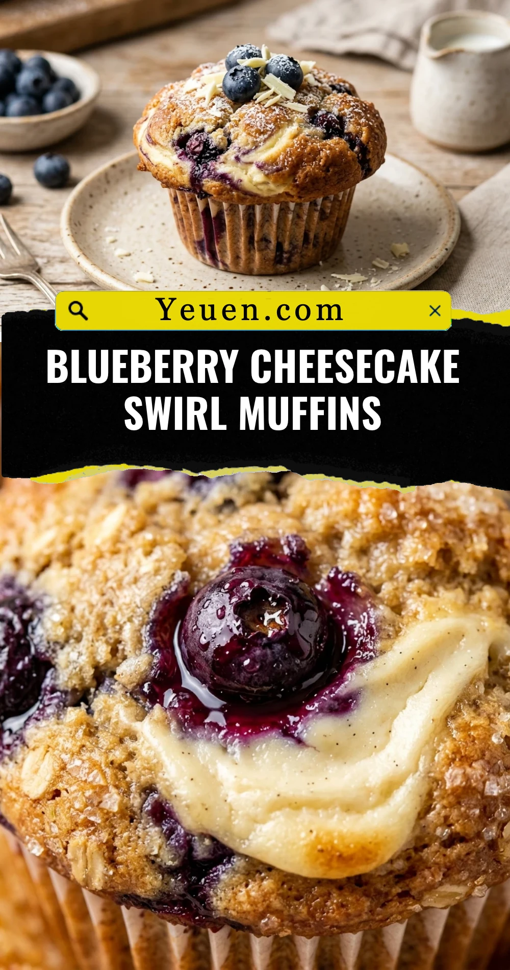 Blueberry Cheesecake Swirl Muffins
