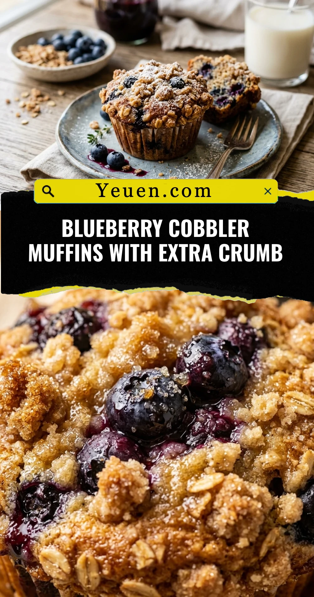 Blueberry Cobbler Muffins with Extra Crumb