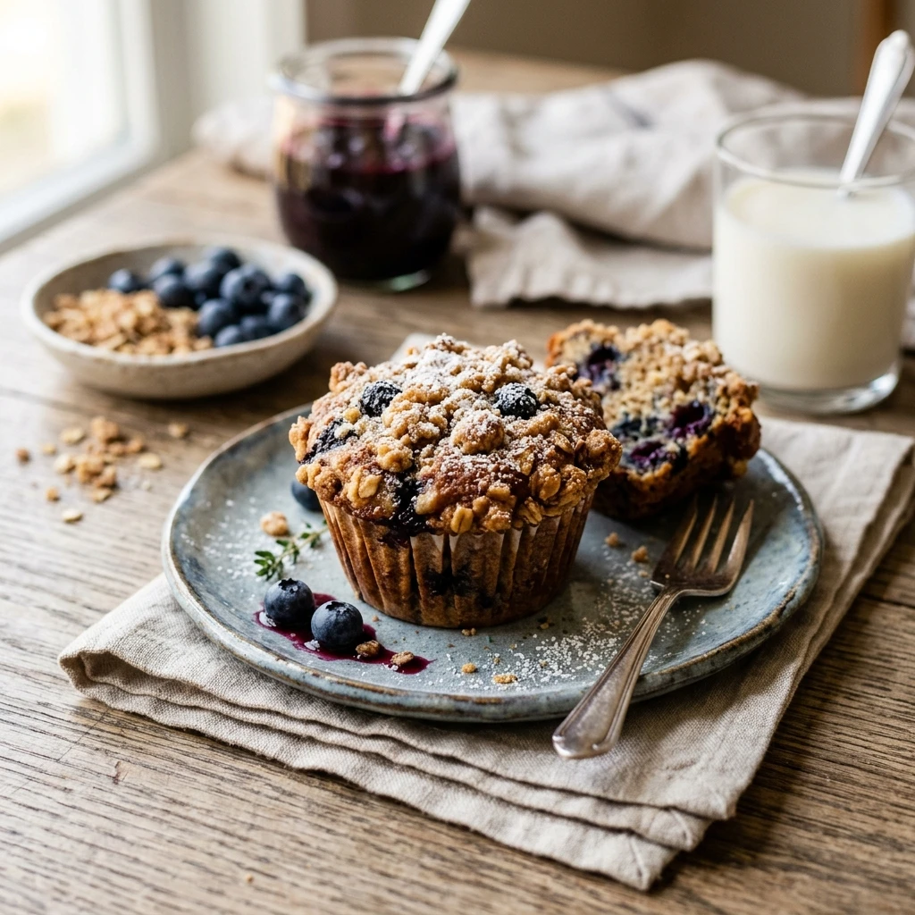 Blueberry Cobbler Muffins with Extra Crumb