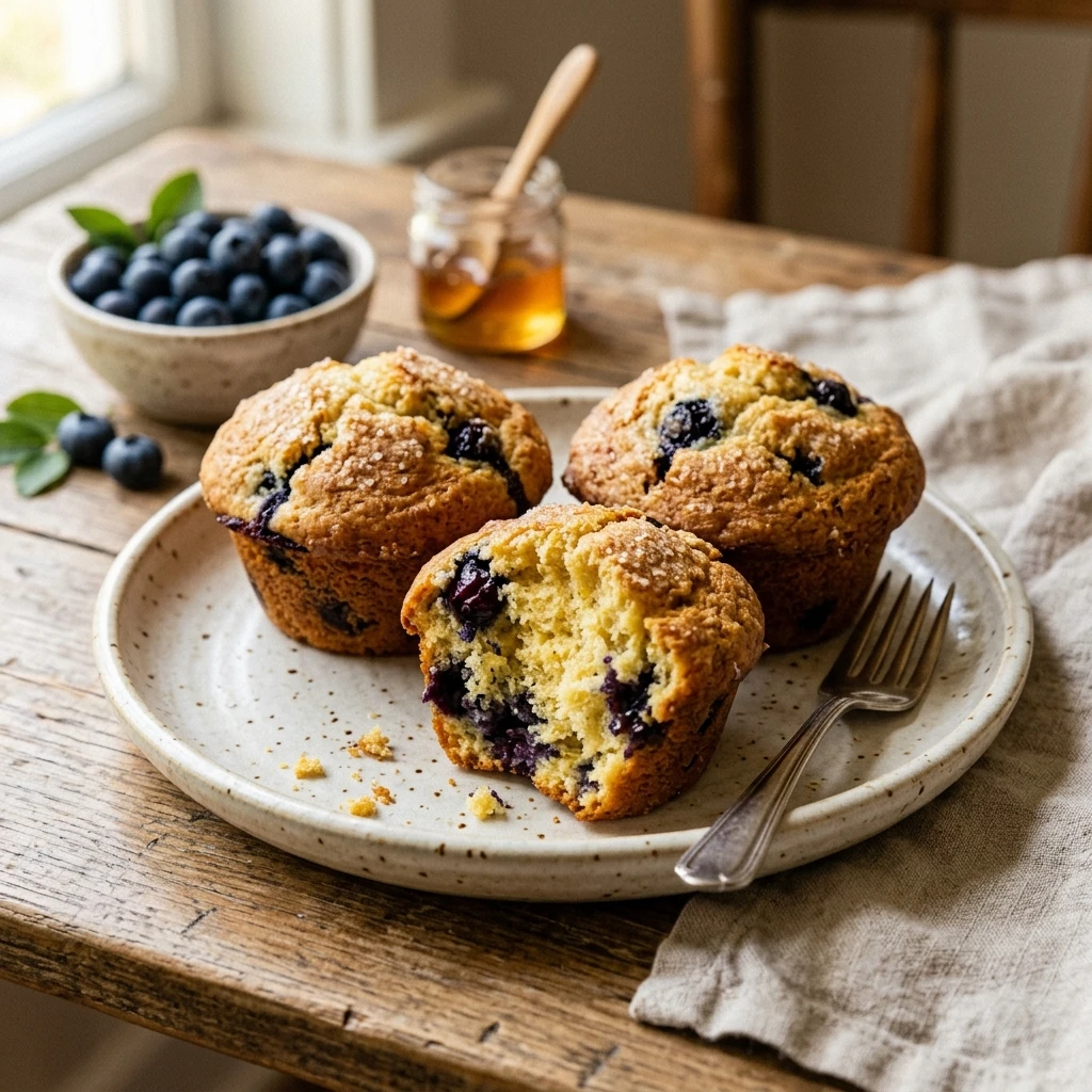Blueberry Cornbread Muffins - Sweet & Buttery
