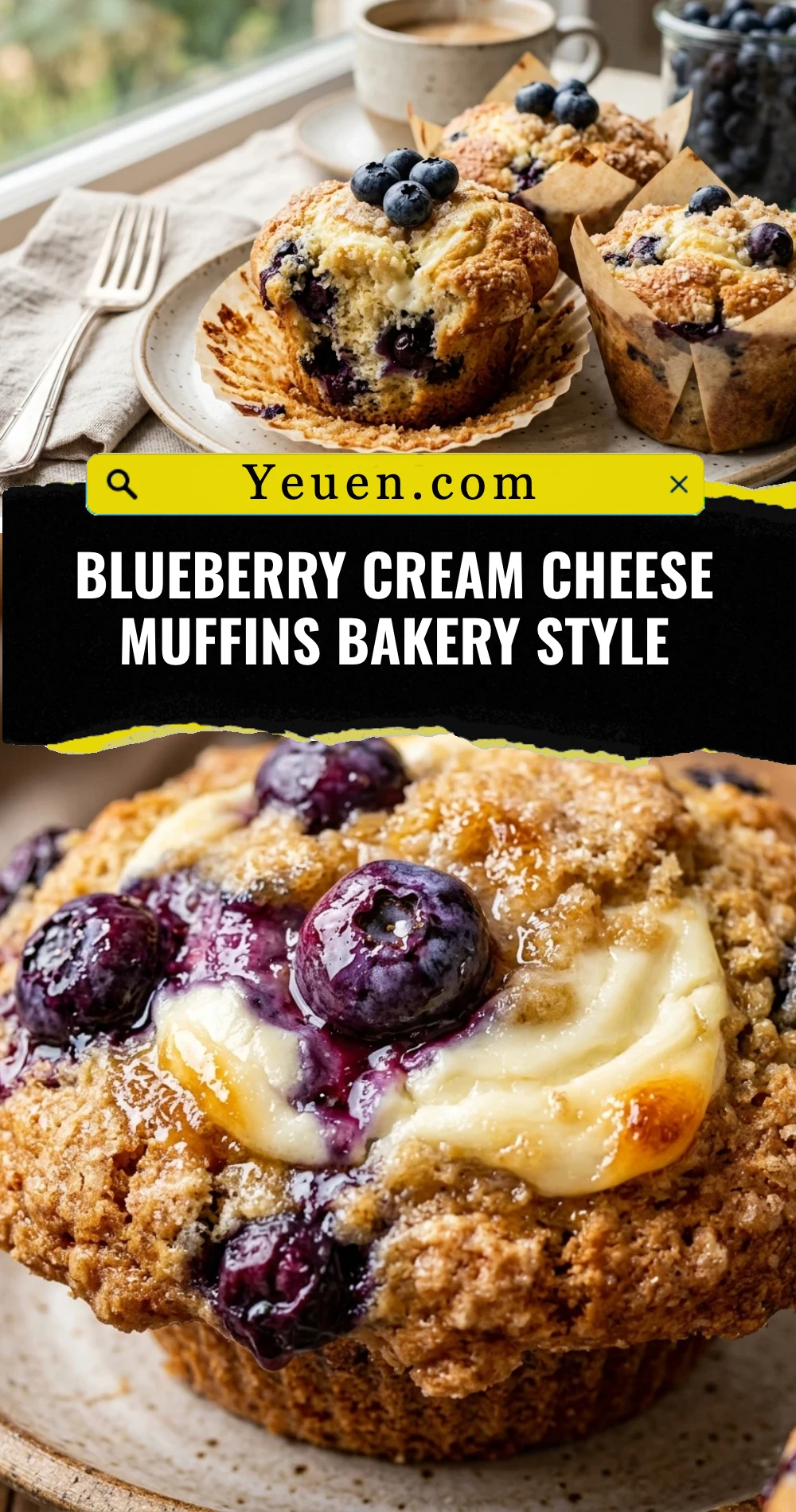 Blueberry Cream Cheese Muffins Bakery Style