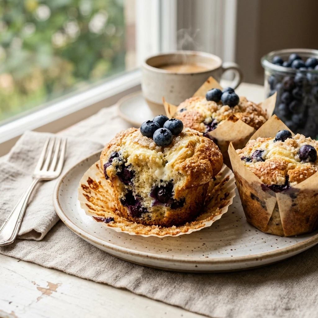 Blueberry Cream Cheese Muffins Bakery Style