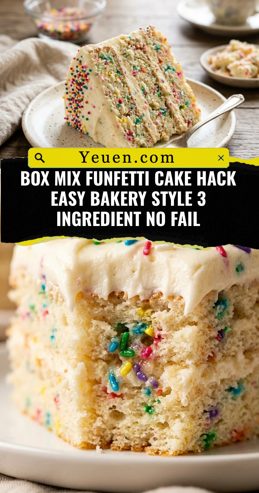 Box Mix Funfetti Cake Hack Easy Bakery Style 3 Ingredient No Fail