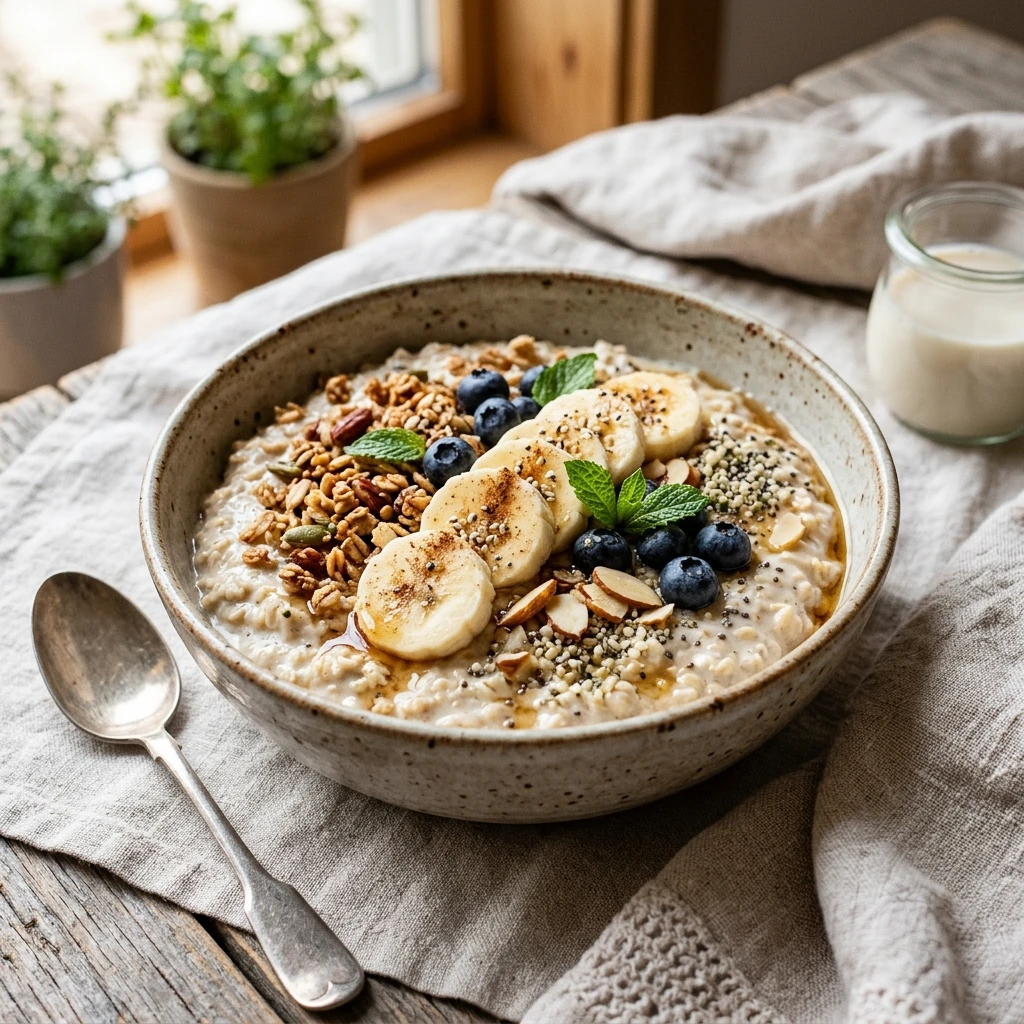 Breakfast Bowl Banana High Protein Easy Overnight Oats Healthy