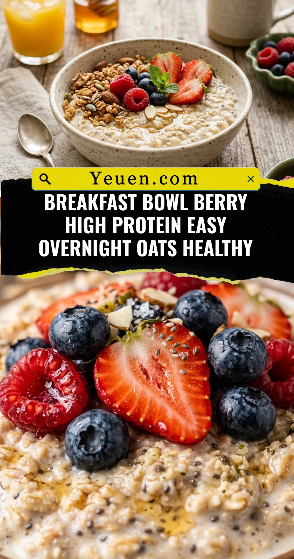 Breakfast Bowl Berry High Protein Easy Overnight Oats Healthy