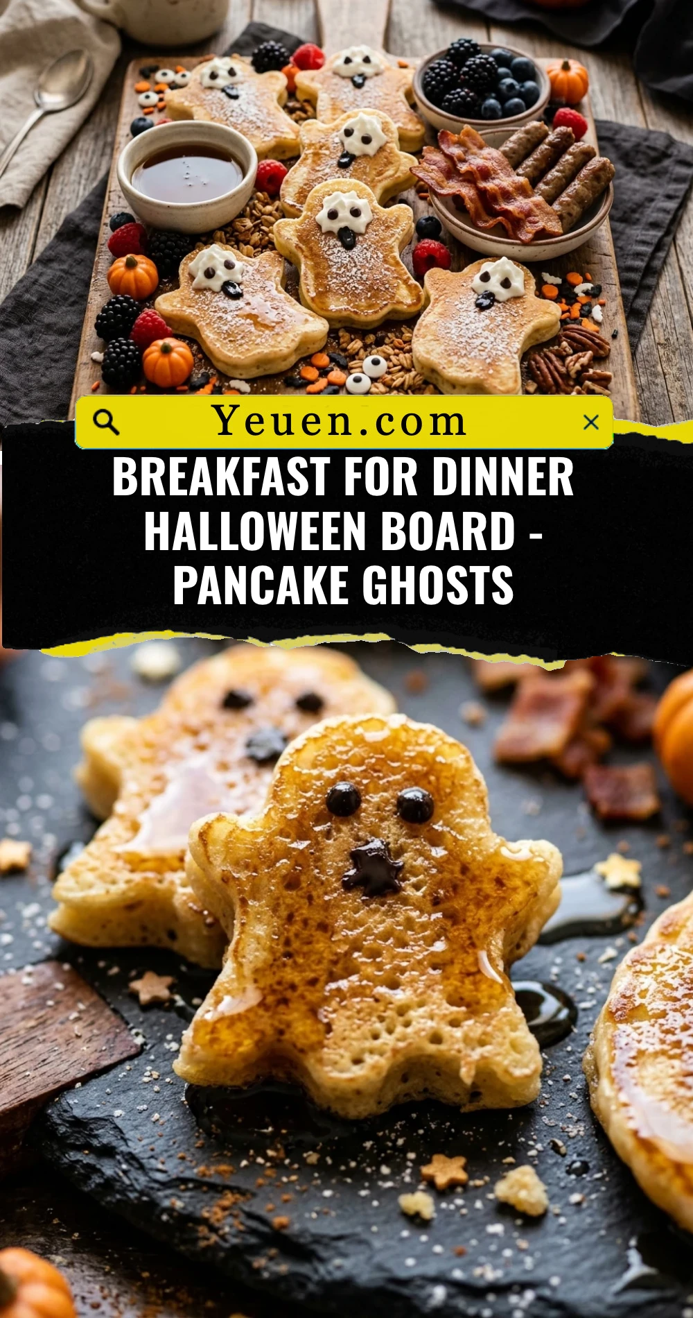 Breakfast For Dinner Halloween Board - Pancake Ghosts
