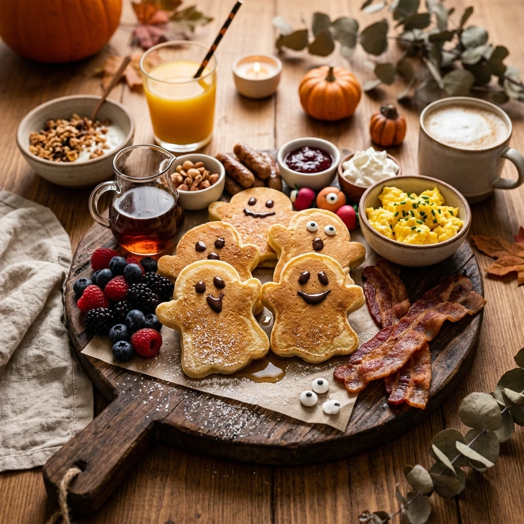Breakfast For Dinner Halloween Board - Pancake Ghosts