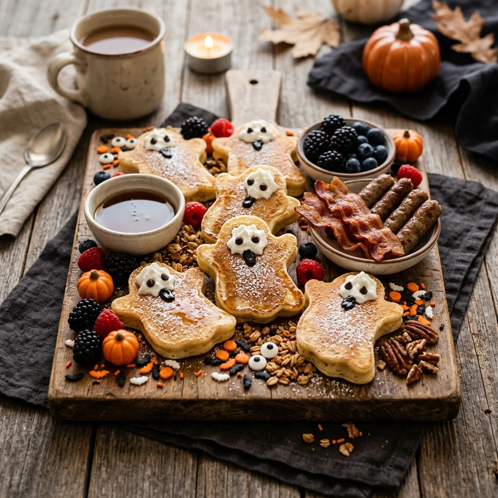 Breakfast For Dinner Halloween Board - Pancake Ghosts