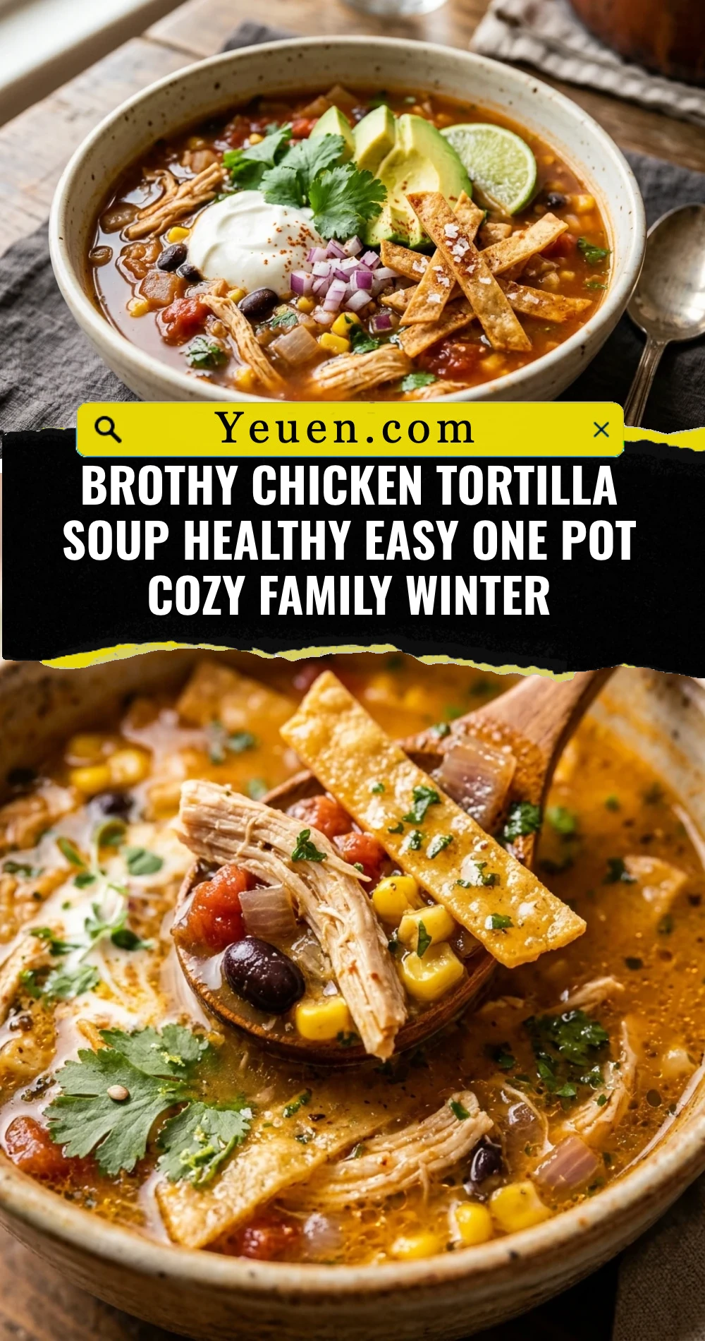 Brothy Chicken Tortilla Soup Healthy Easy One Pot Cozy Family Winter