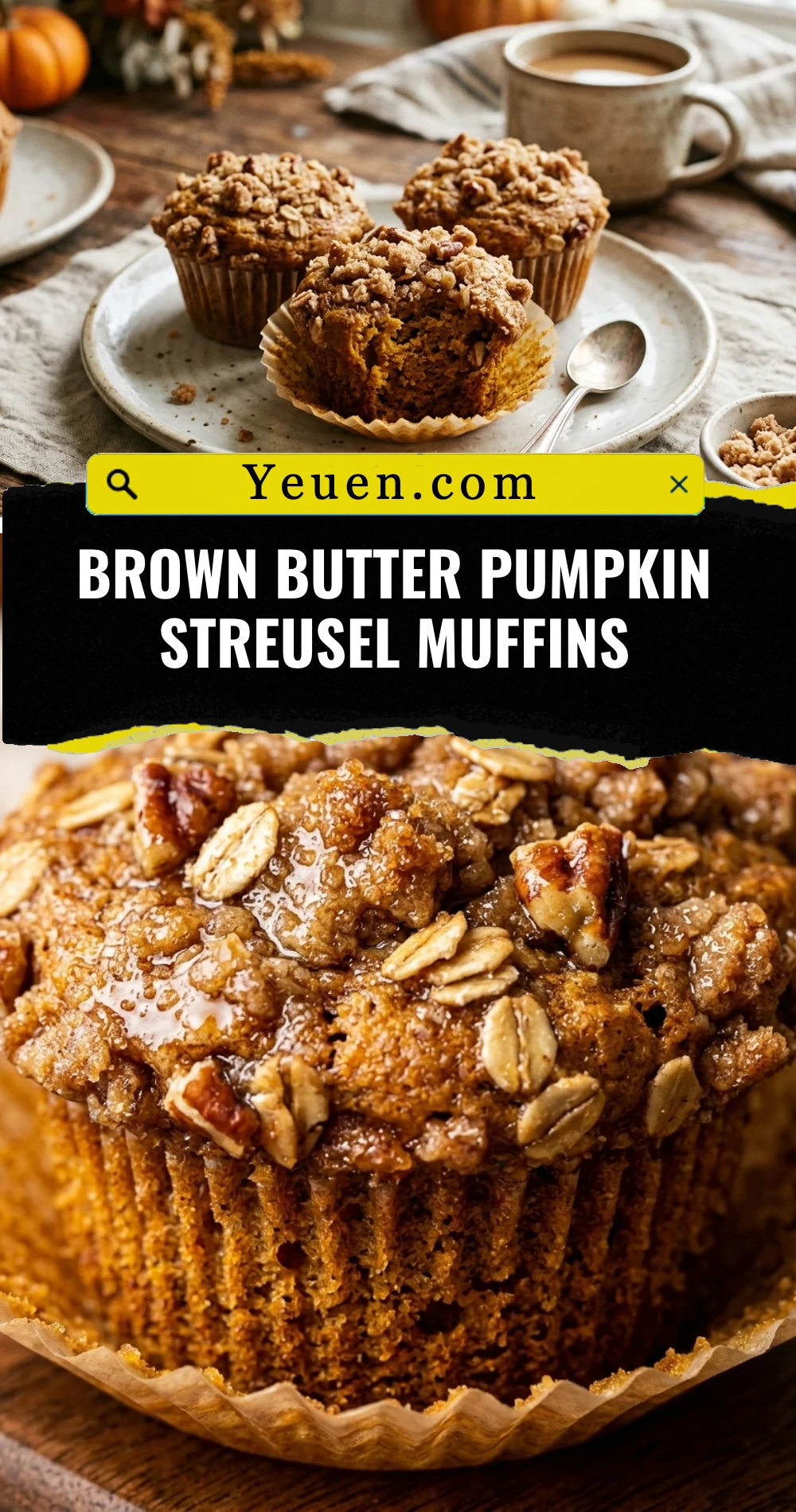 Brown Butter Pumpkin Streusel Muffins