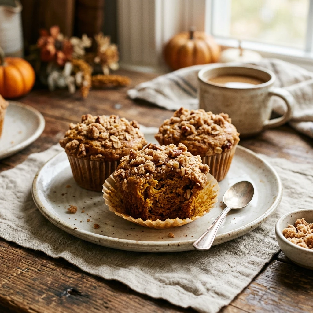 Brown Butter Pumpkin Streusel Muffins