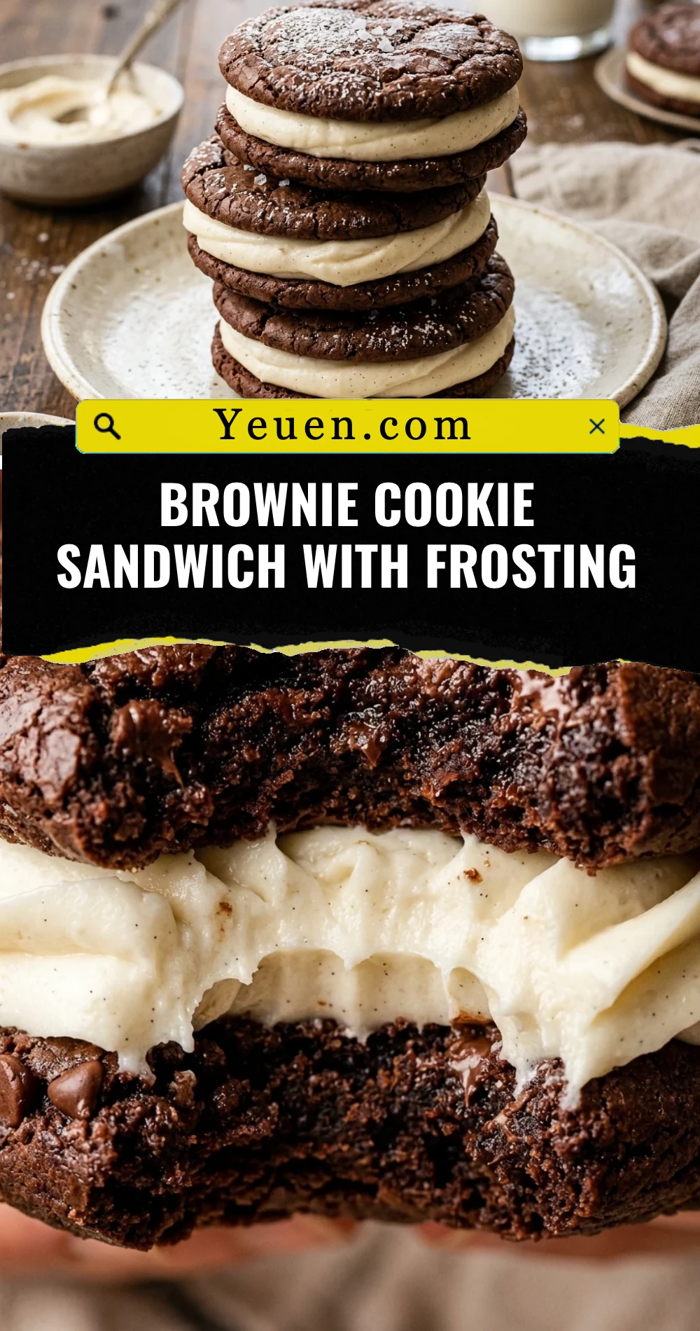Brownie Cookie Sandwich With Frosting