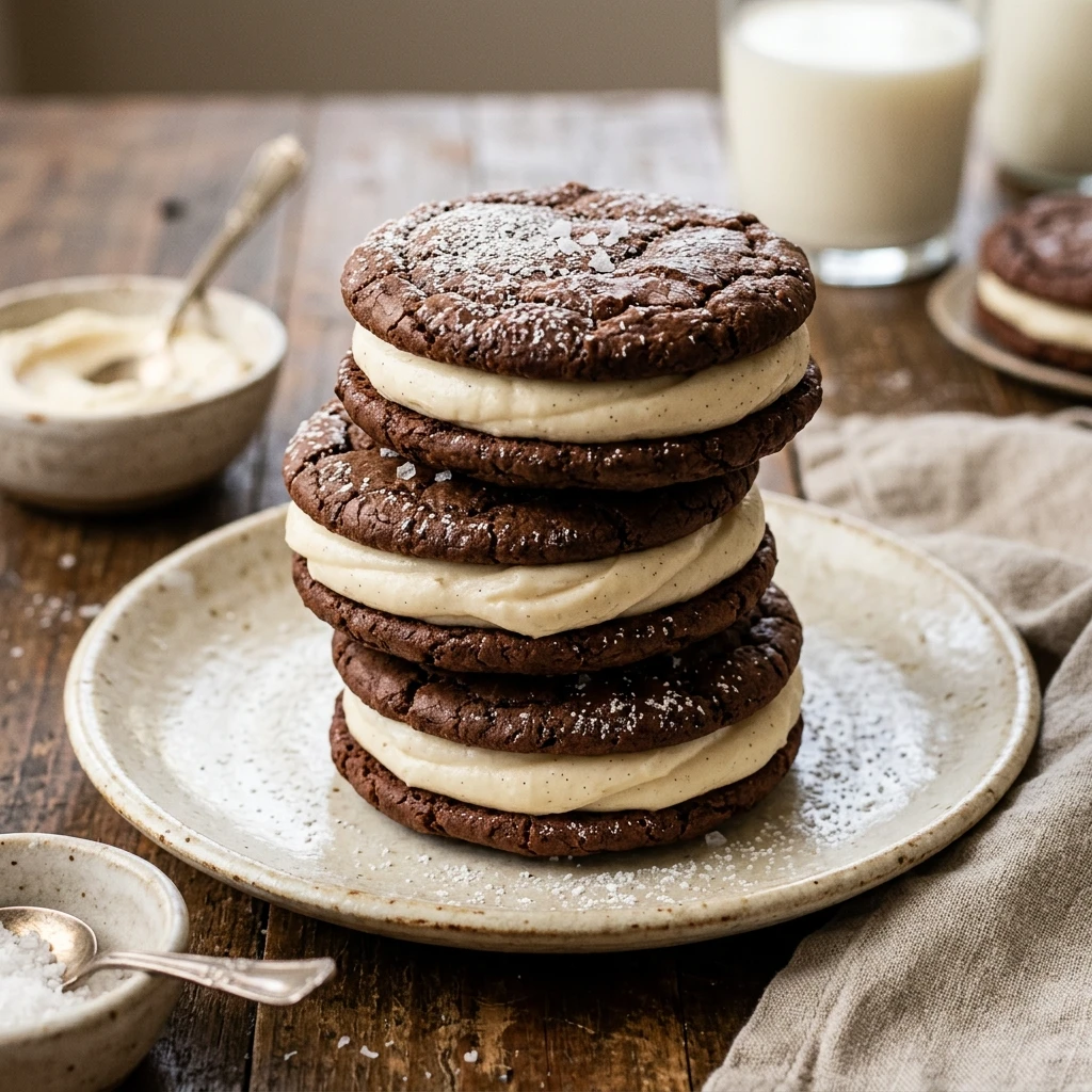 Brownie Cookie Sandwich With Frosting