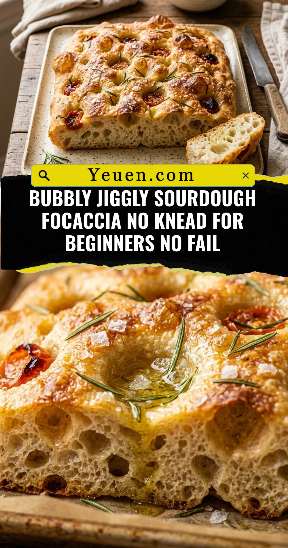 Bubbly Jiggly Sourdough Focaccia No Knead For Beginners No Fail