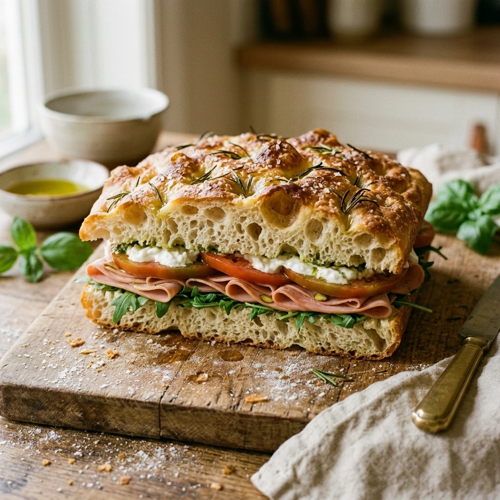 Bubbly Sourdough Focaccia Sandwich Bread No Knead Jiggly