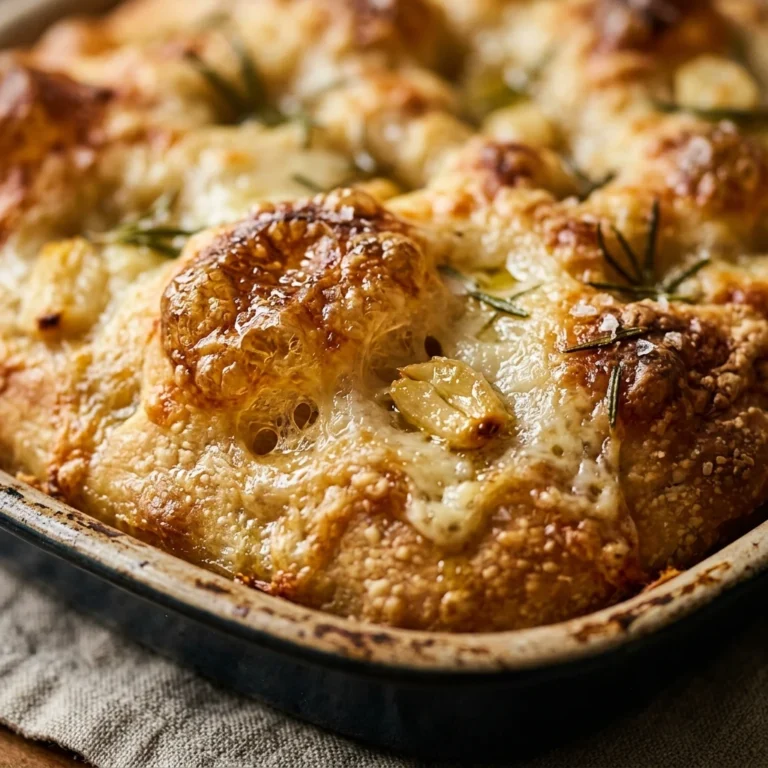 Bubbly Sourdough Focaccia With Cheese And Garlic No Knead