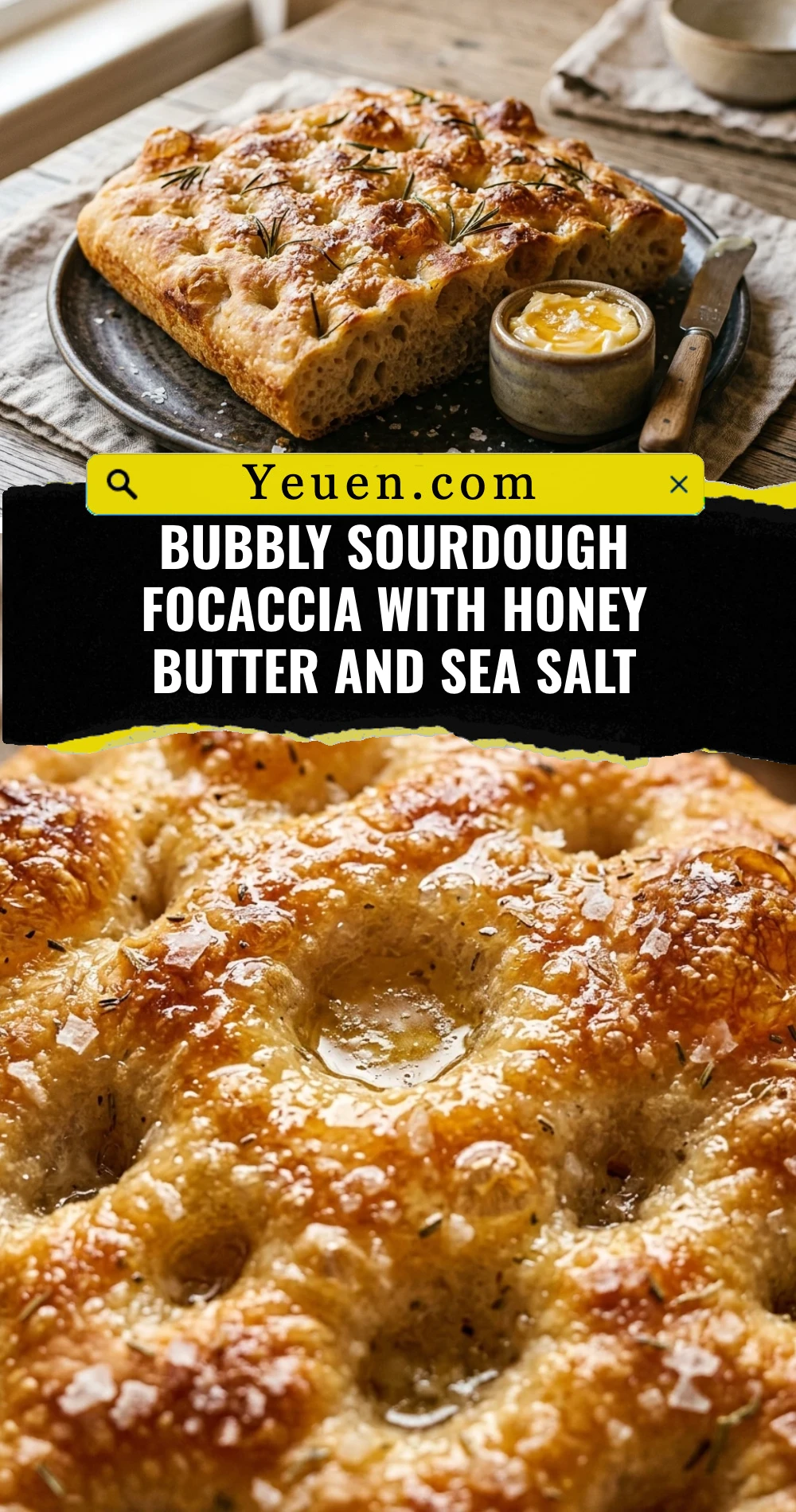 Bubbly Sourdough Focaccia With Honey Butter And Sea Salt