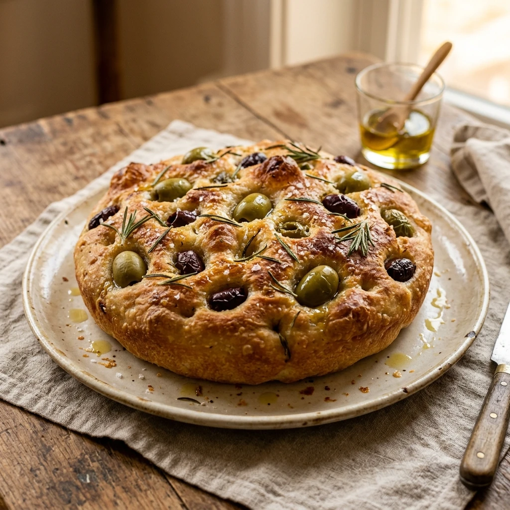 Bubbly Sourdough Focaccia With Olives And Rosemary ASMR