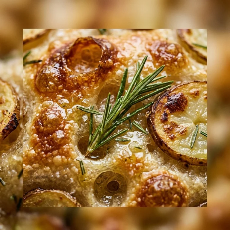 Bubbly Sourdough Focaccia With Potato Slices And Rosemary