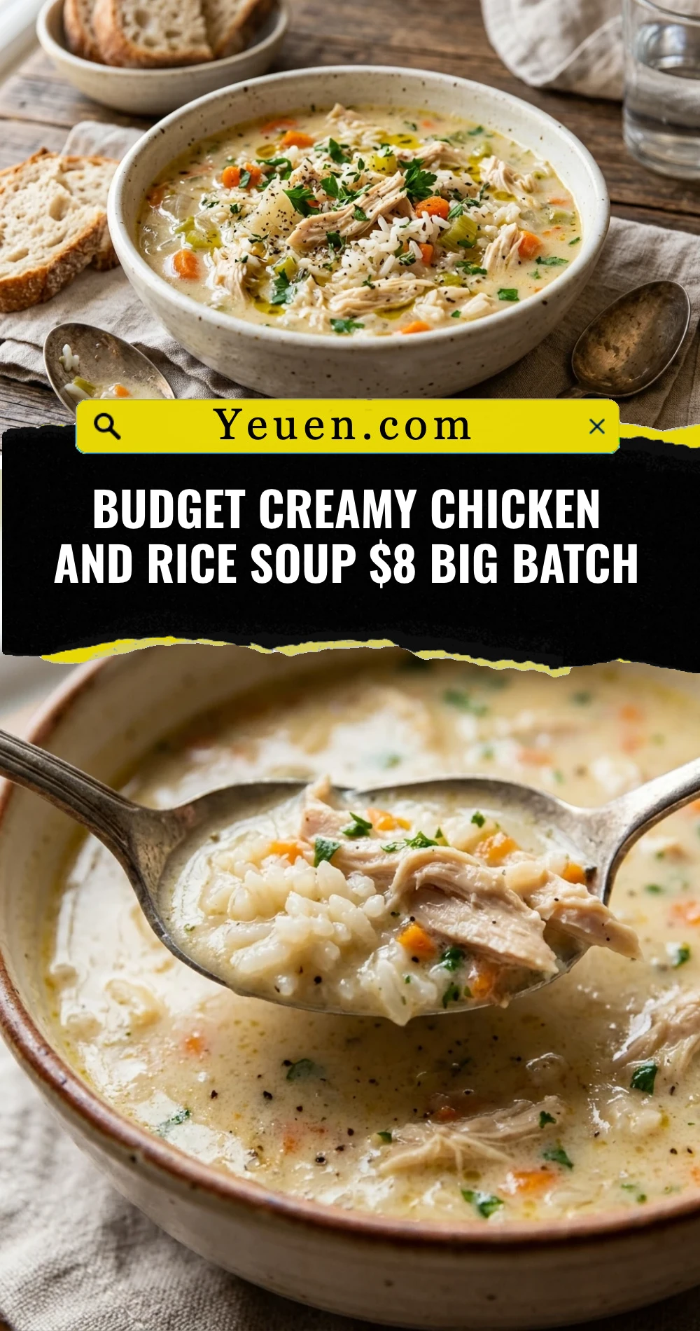 Budget Creamy Chicken And Rice Soup $8 Big Batch