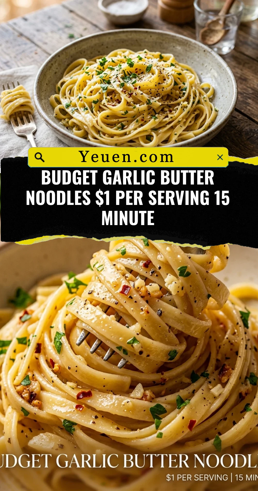 Budget Garlic Butter Noodles $1 Per Serving 15 Minute