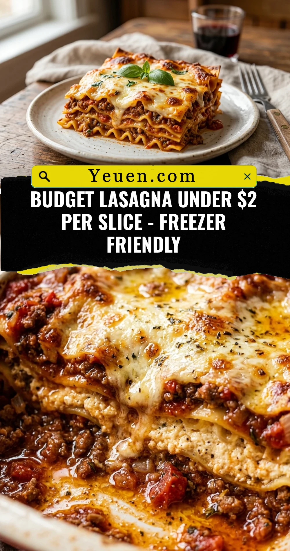 Budget Lasagna Under $2 Per Slice - Freezer Friendly