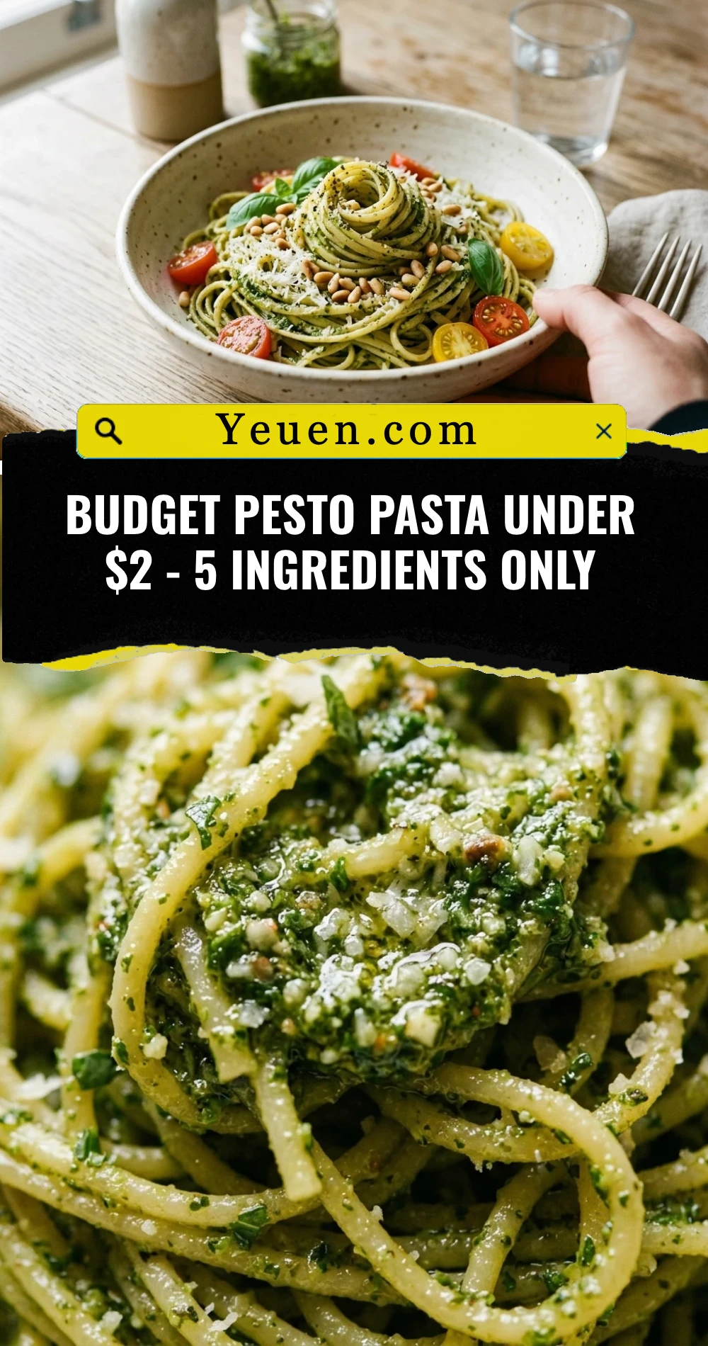 Budget Pesto Pasta Under $2 - 5 Ingredients Only
